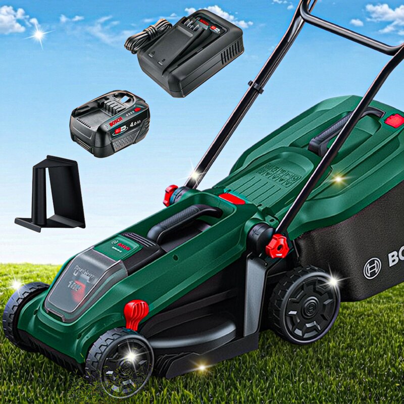 Kosiarka akumulatorowa BOSCH Rotak18V-32 06008B9P00, 32 cm, rozdrabnianie, 4 Ah, 18 V, silnik bezszczotkowy, kosz 35L, akumulator 4 Ah
