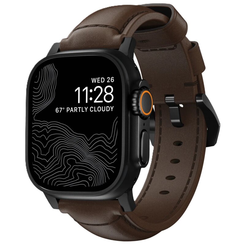 Pasek NOMAD Traditional Band do Apple Watch do koperty 42/44/45/46/49mm Brązowo-czarny