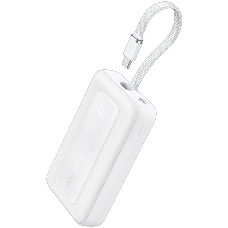 Anker Zolo (A1688H21) 10000mAh 30W wbudowany kabel USB-C Biały