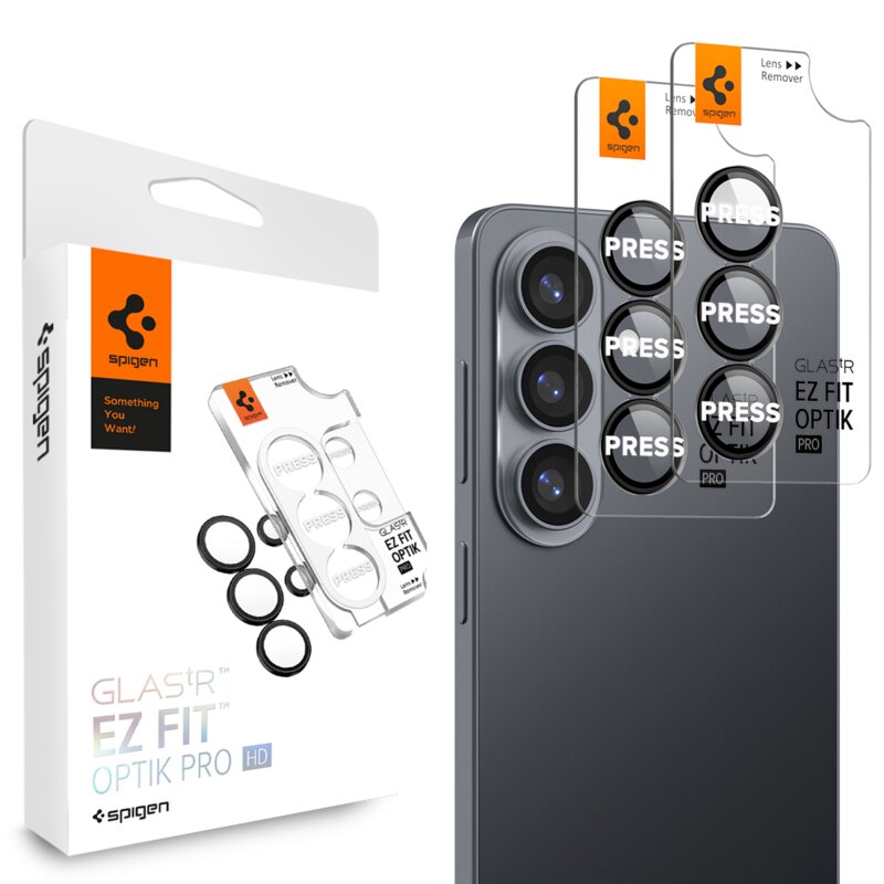 Nakładka na obiektyw SPIGEN Optik Pro HD Glas.Tr Ez Fit do Samsung Galaxy S26 Czarny (2 szt.)