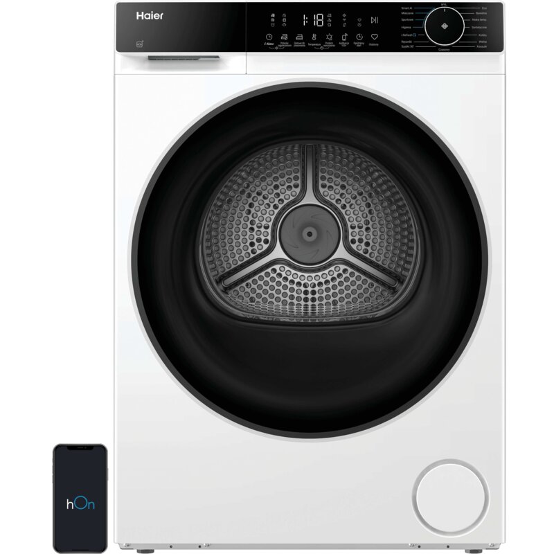 Suszarka HAIER X5 Slim HD80-D357TU1-PL z pompą ciepła 8kg Smart AI I-Time hOn Niska temperatura suszenia