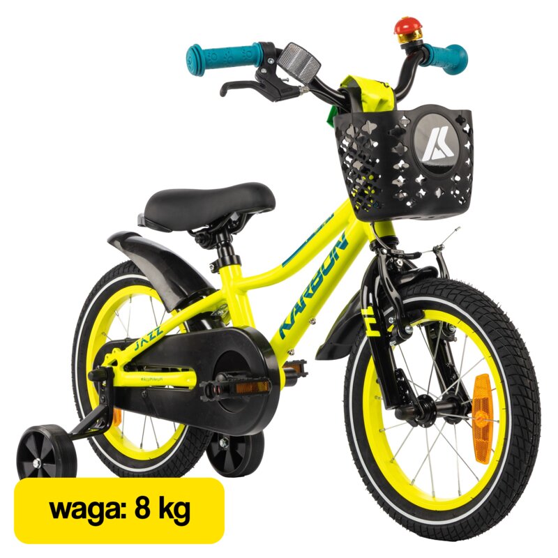 Rower dziecięcy KARBON Jazz 14 cali Limonkowy Wzrost: 95-110 cm Wiek: 3-5 lat