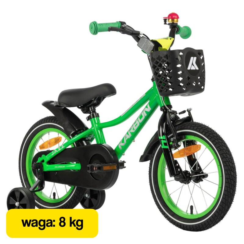 Rower dziecięcy KARBON Jazz 14 cali Zielony Neon Wzrost: 95-110 cm Wiek: 3-5 lat