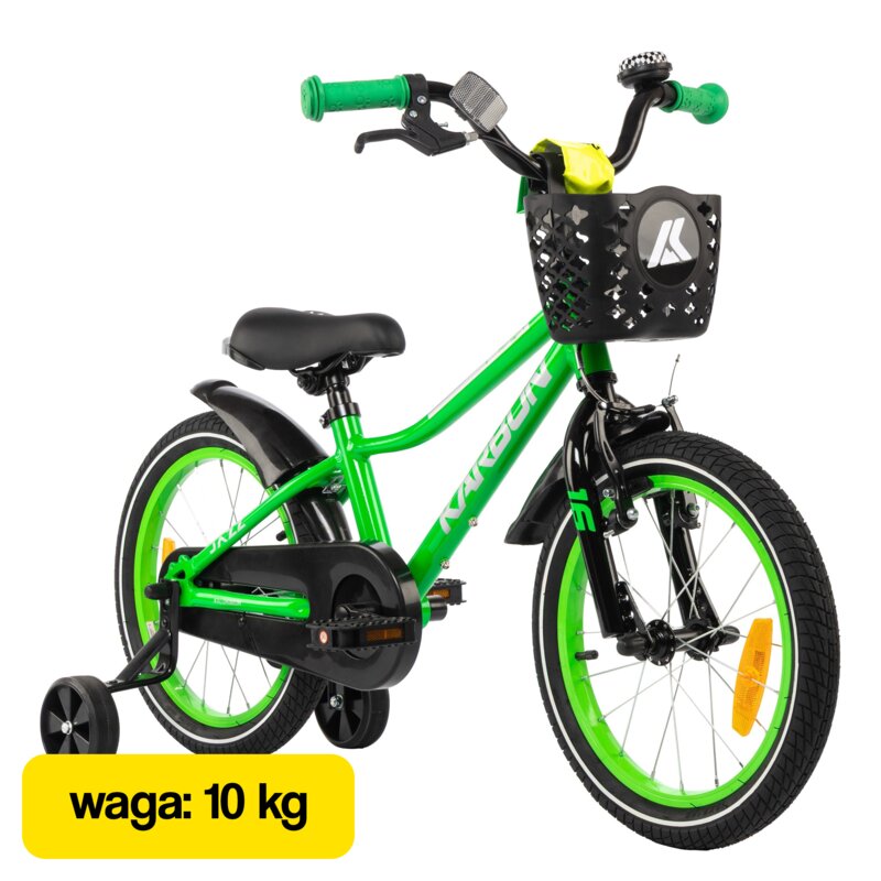 Rower dziecięcy KARBON Jazz 16 cali Zielony Wzrost: 100-120 cm Wiek: 4-6 lat