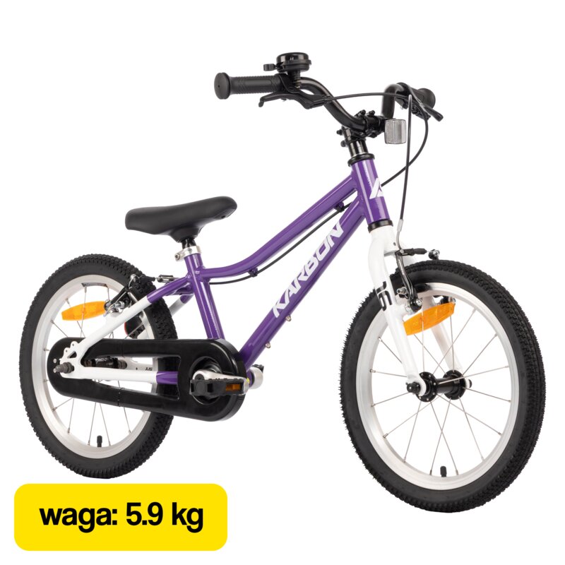 Rower dziecięcy KARBON Superlight 16 cali Fioletowy Wzrost: 100-120 cm Wiek: 4-6 lat