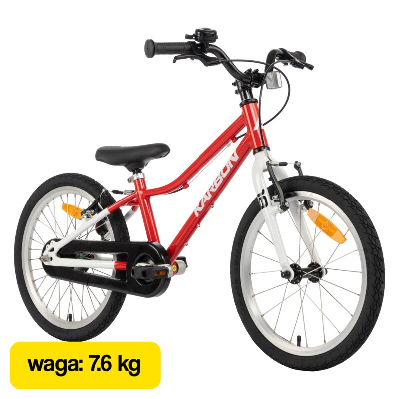 Rower dziecięcy KARBON Superlight Automatic 18 cali Czerwony Wzrost: 115-130 cm Wiek: 5-7 lat