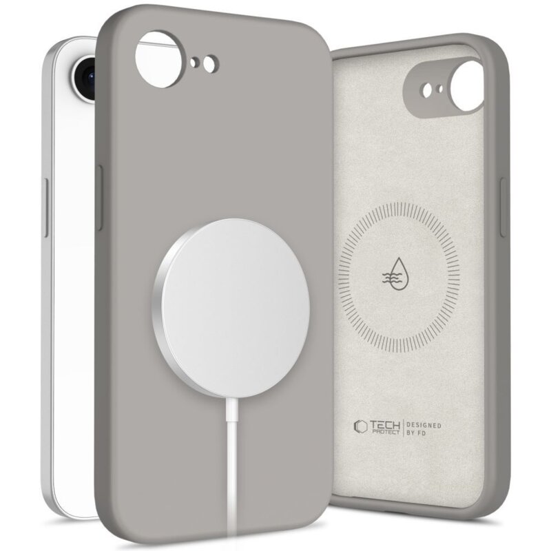 Etui TECH-PROTECT Silicone Magsafe do Apple iPhone 16e/17e Kamienny