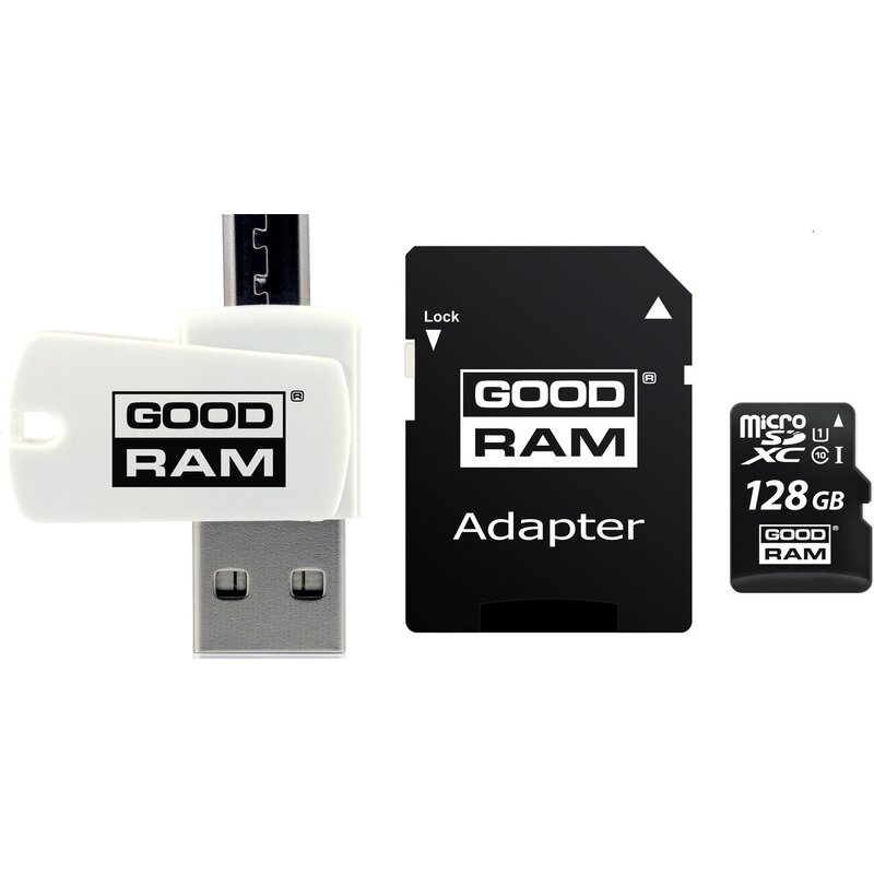 Karta pamięci GOODRAM micro SDXC 128GB All in one+ Adapter + Czytnik kart M1A4-1280R11