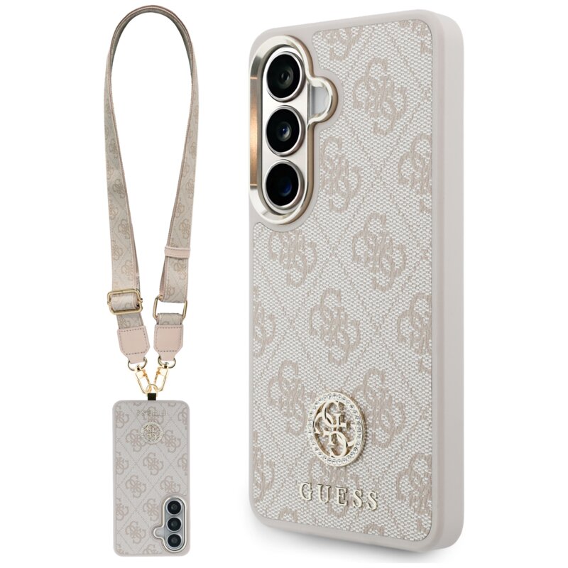 Guess 4G Big Rhinestone Triangle Strap MagSafe do Galaxy S26 Różowy