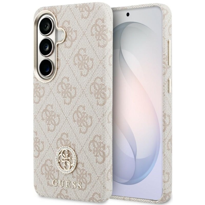 Guess 4G Rhinestone Round Logo MagSafe do Galaxy S26 Różowy