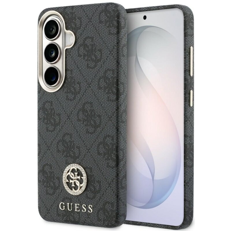 Etui GUESS 4G Rhinestone Round Logo MagSafe do Samsung Galaxy S26 Czarny