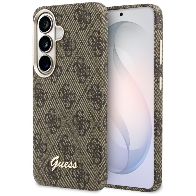 Etui GUESS 4G Script MagSafe do Samsung Galaxy S26 Brązowy