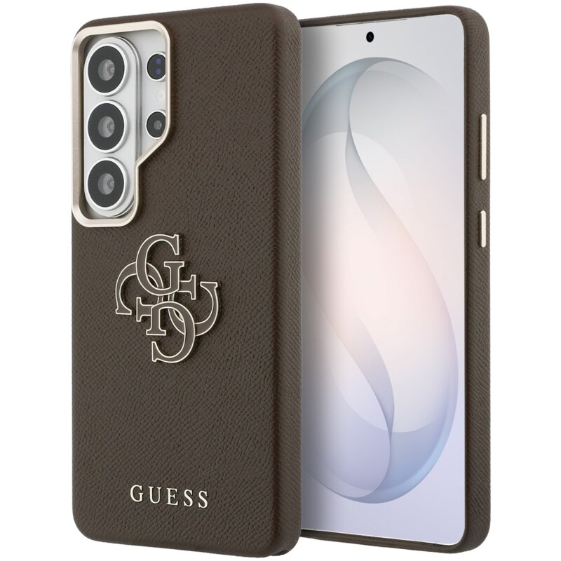 Guess Grained Big 4G Metal Logo do Galaxy S26 Ultra Brązowy