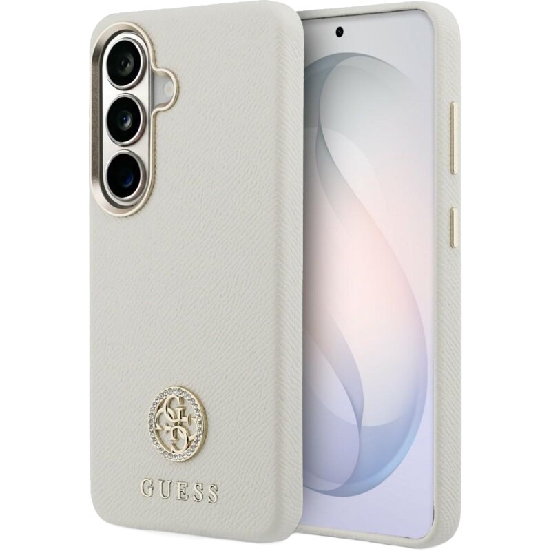 Etui GUESS Rhinestone Round Logo MagSafe do Samsung Galaxy S26 Beżowy