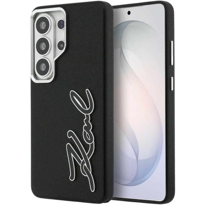 Etui KARL LAGERFELD Grained Signature Metal Resin Logo do Samsung Galaxy S26 Ultra Czarny