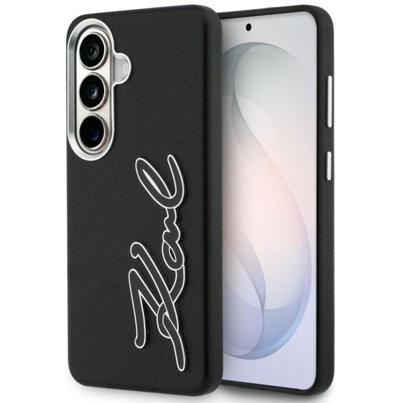Karl Lagerfeld Grained Signature Metal Resin Logo do Galaxy S26 Czarny
