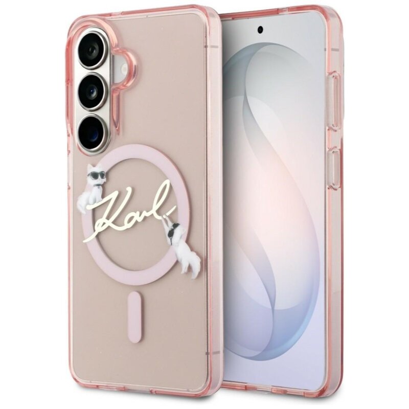 Karl Lagerfeld Etui KC Script MagSafe do Galaxy S26 różowy