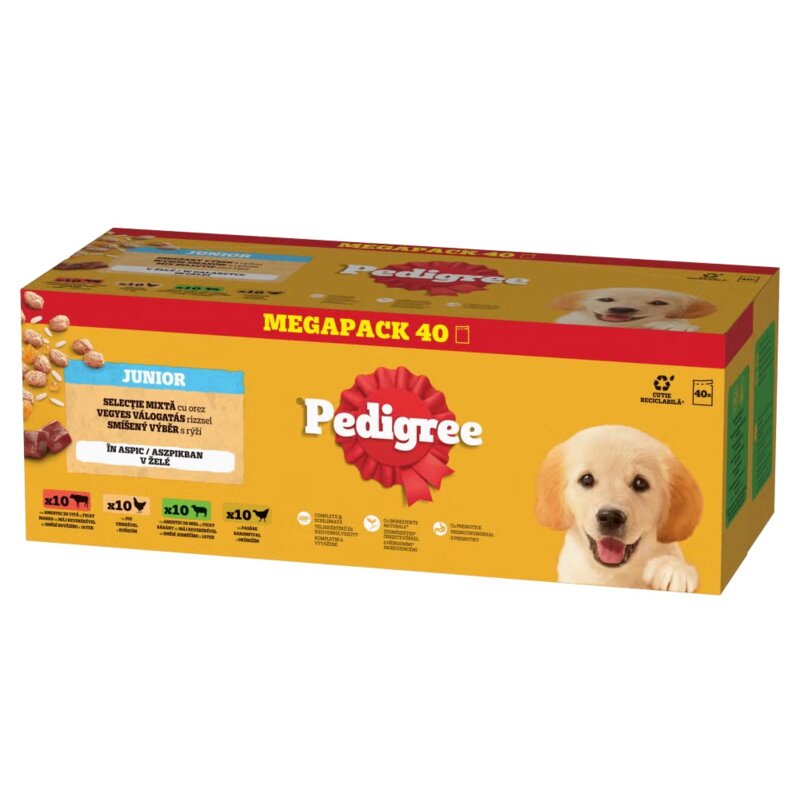 PEDIGREE Junior Wybór Smaków mokra karma dla szczeniąt w galaretce 40x100 g