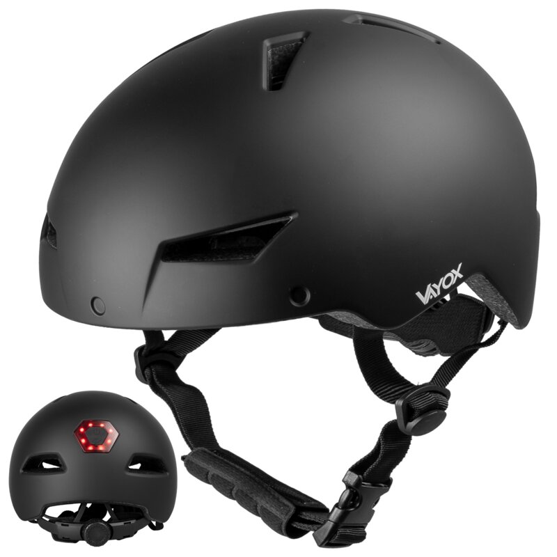 Kask rowerowy VAYOX Street VA0423BMM Czarny Miejski z lampką (rozmiar M)