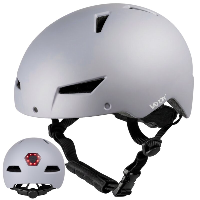 Kask rowerowy VAYOX Street VA0423GREM Szary Miejski z lampką (rozmiar M)