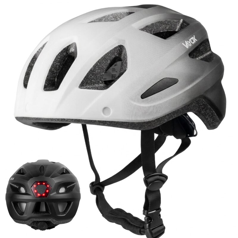 Kask rowerowy VAYOX Active VA0424WBL Biało-czarny MTB z lampką (rozmiar L)