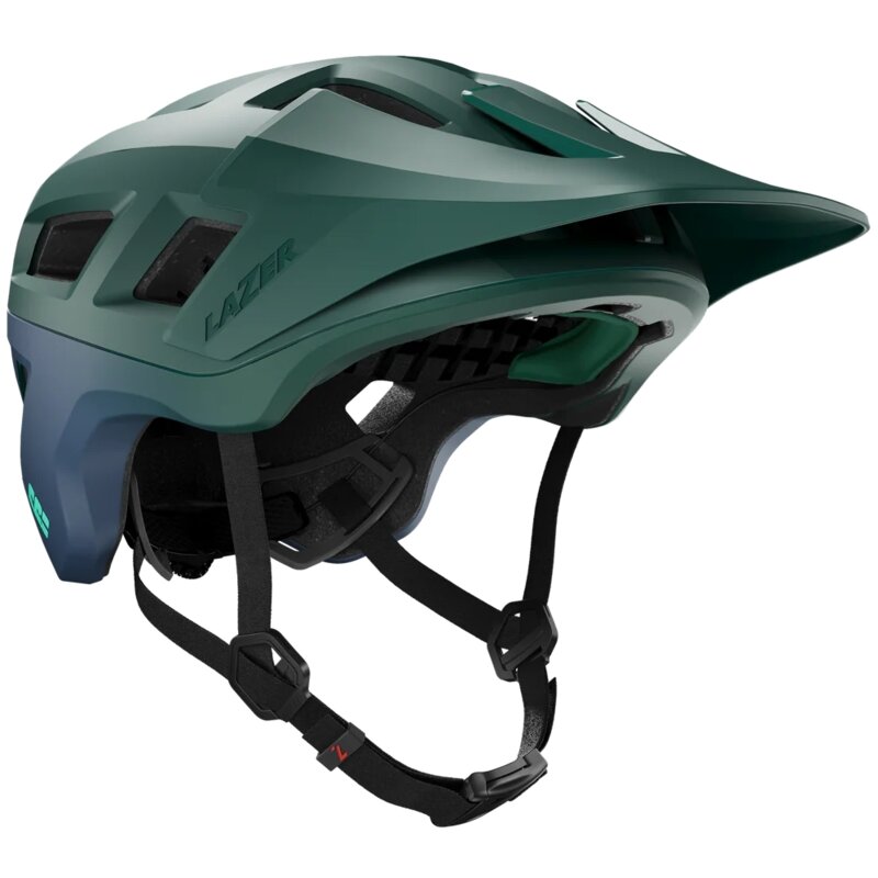 Kask rowerowy LAZER Coyote KinetiCore Zielono-niebieski mat MTB z możliwością zamontowania lampki (rozmiar S)