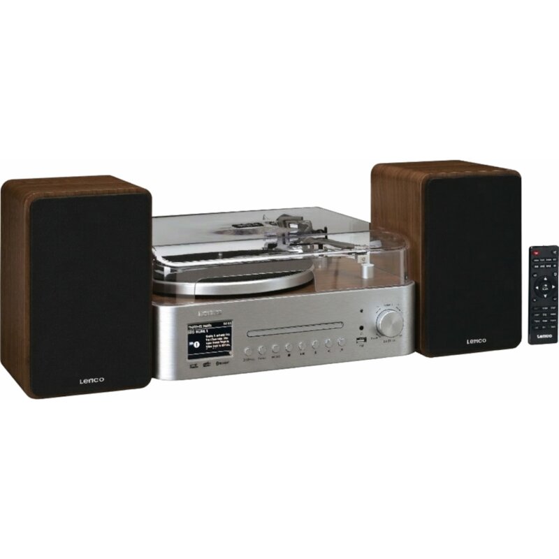 Lenco Zestaw muzyczny z gramofonem MC-860WDSI Manualny Napęd paskowy Przedwzmacniacz Bluetooth Drewno