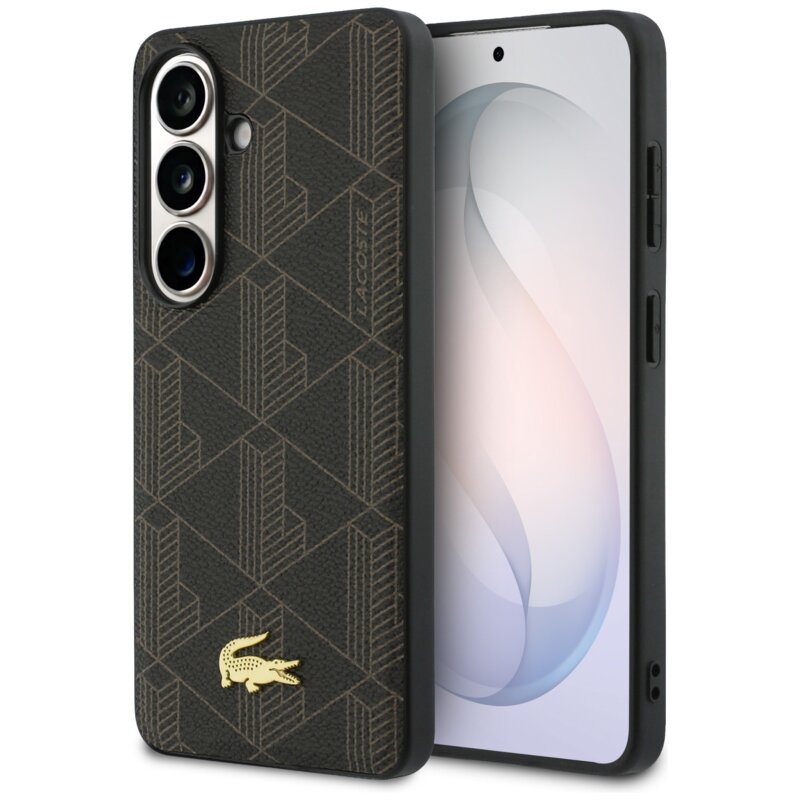 Etui LACOSTE PVC Monogram The Blend MagSafe do Samsung Galaxy S26 Brązowy