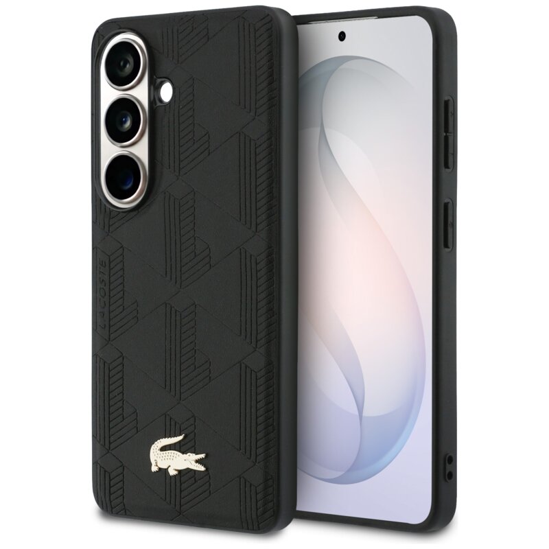 Etui LACOSTE Nomograme Gold Logo MagSafe do Samsung Galaxy S26 Czarny
