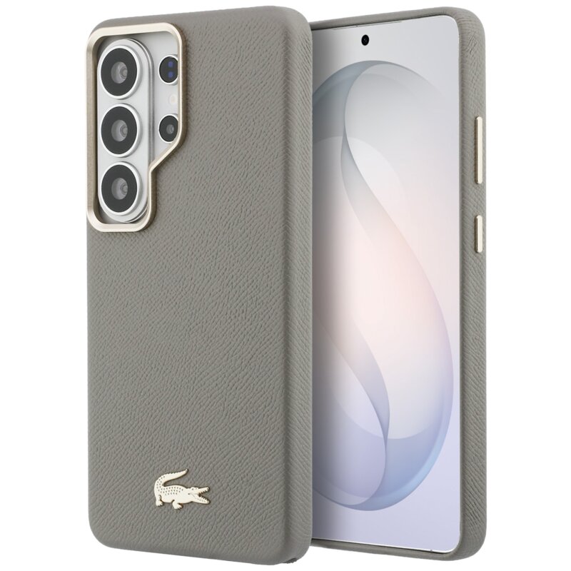 Etui LACOSTE Champs Elysees Gold Logo MagSafe do Samsung Galaxy S26 Ultra Beżowy