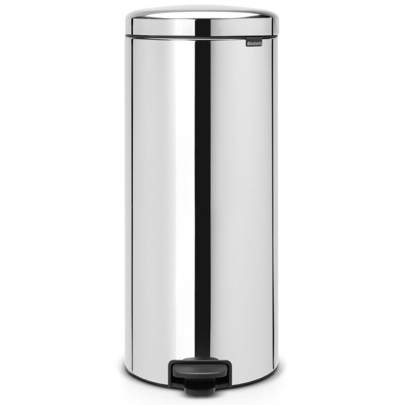 Kosz na śmieci z pedałem BRABANTIA 114366 NewIcon ciche zamykanie, przenośny 30L Stal błyszcząca