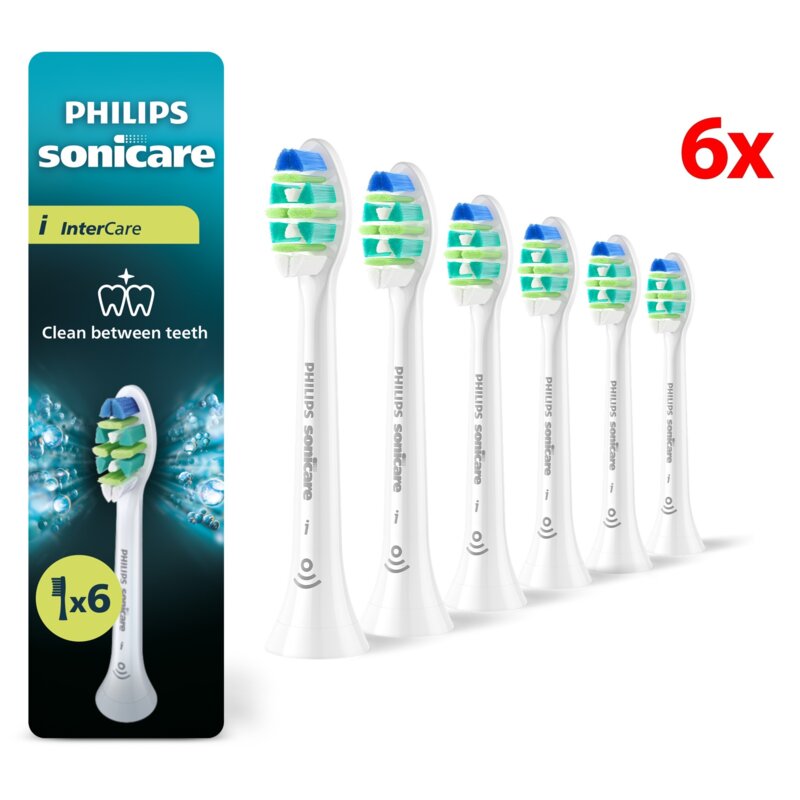 Oryginalna końcówka szczoteczki PHILIPS Sonicare InterCare HX9006/87 Średnio miękkie włókna (6 szt.) (Czyszczenie trudno dostępnych miejsc)