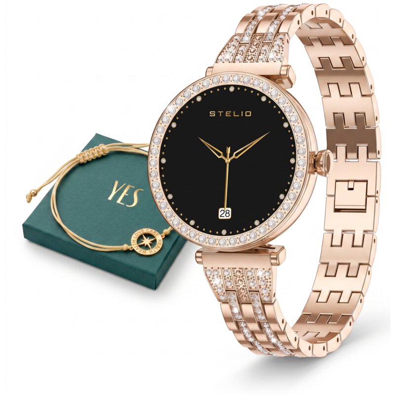 STELIO Lusso Gem AI 38mm Złoty + Bransoletka YES