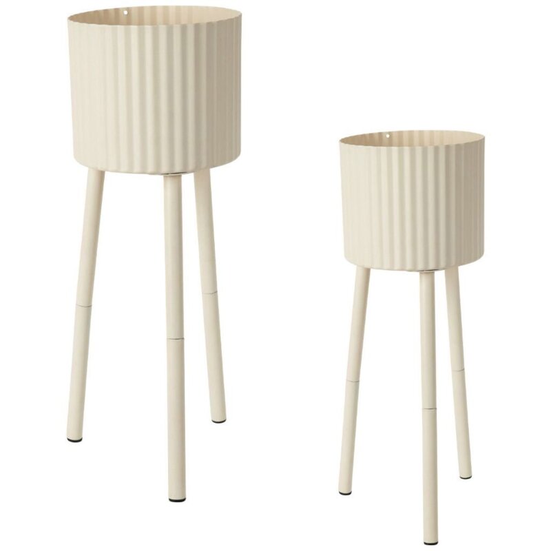 Zestaw kwietników KOOPMAN 16 x 16 x 38 cm, 18 x 18 x 58 cm Biały
