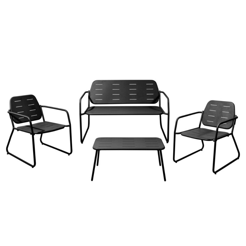 Zestaw mebli ogrodowych AMBIANCE Metalowy Czarny