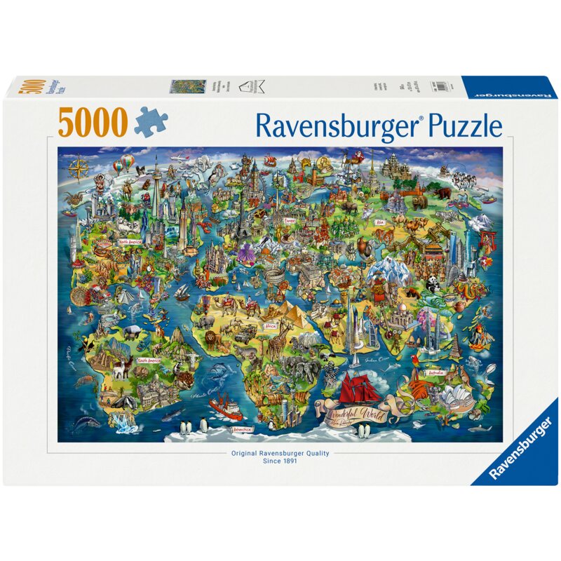 Puzzle RAVENSBURGER Ilustrowana mapa świata 12001738 (5000 elementów)