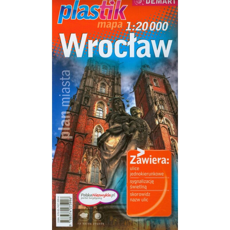 Wrocław plan miasta 1:20 000 mapa foliowana Praca zbiorowa