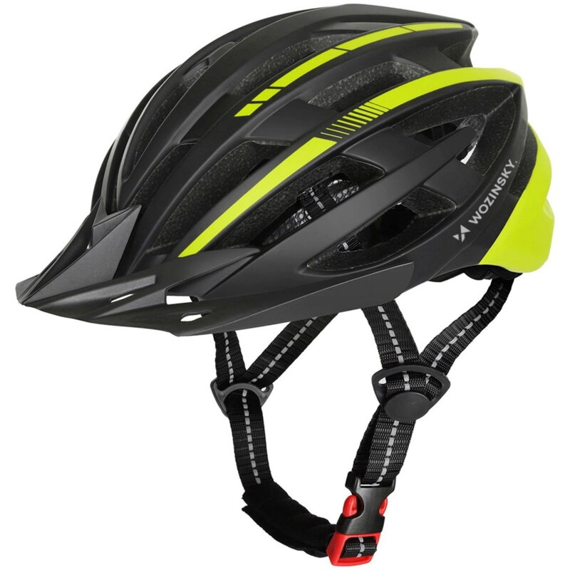 Kask rowerowy WOZINSKY HT-28VCL Czarno-żółty MTB z lampką (rozmiar L)