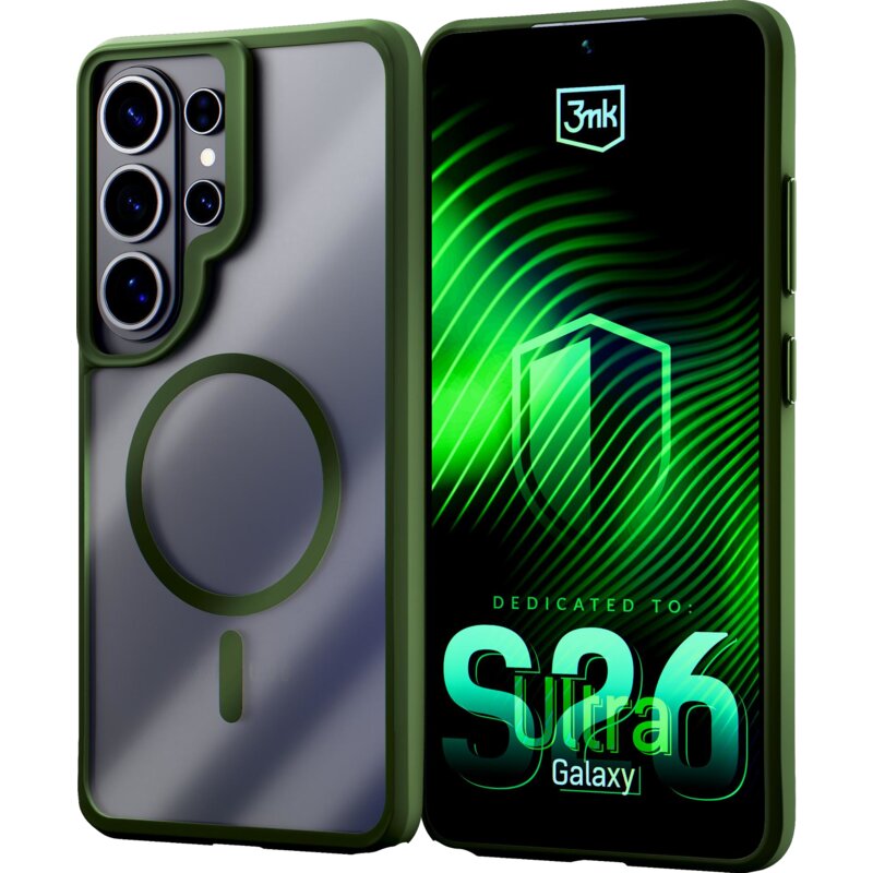 Etui 3MK Satin Guardx MagCase do Samsung Galaxy S26 Ultra Przezroczysto-zielony