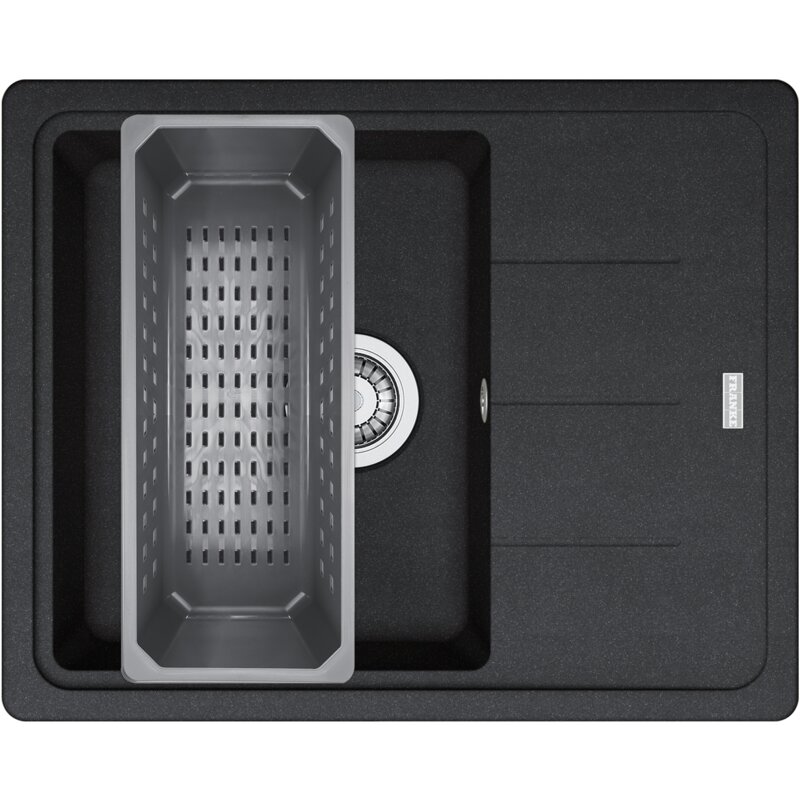 Zlewozmywak jednokomorowy z ociekaczem FRANKE Basis BFG 611-62 114.0741.957 Onyx 50x62 + wkładka ociekoawa