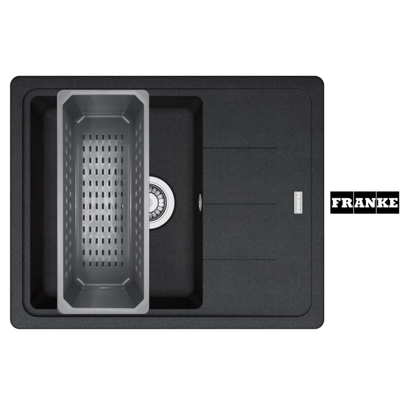 Zlewozmywak jednokomorowy z ociekaczem FRANKE Basis BFG 611-62 114.0741.957 Onyx 50x62 + wkładka ociekoawa