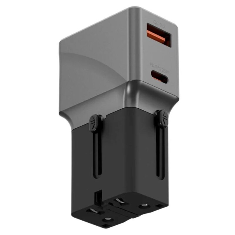 Ładowarka sieciowa ENERGEA TravelWorld 25W Czarno-brązowy ładowarka do telefonu USB, USB-C