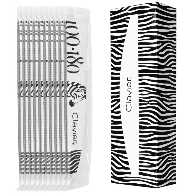 Pilnik do paznokci CLAVIER Zeberka Łódka 100/180 (10 sztuk)