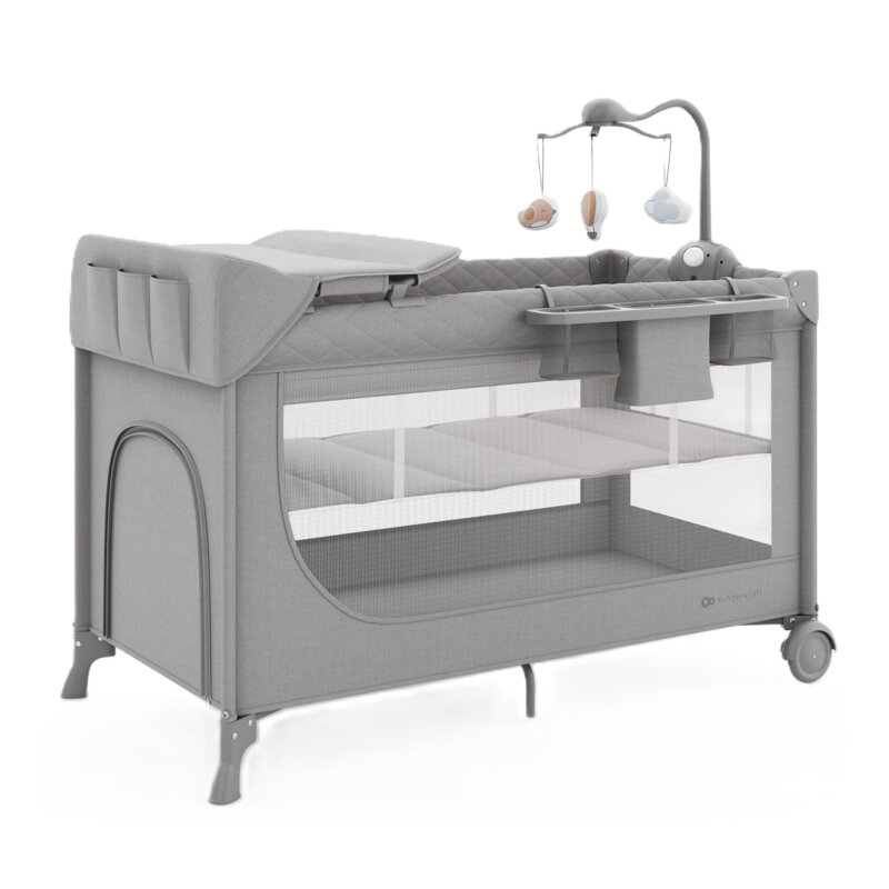 Łóżeczko turystyczne KINDERKRAFT Leody Up z akcesoriami Szary