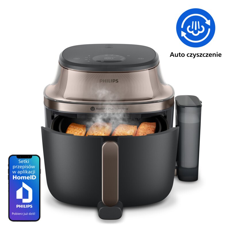 Frytkownica beztłuszczowa Air fryer PHILIPS OVI ULTRA Series 5000 NA547/07 z funkcją pary Złoty