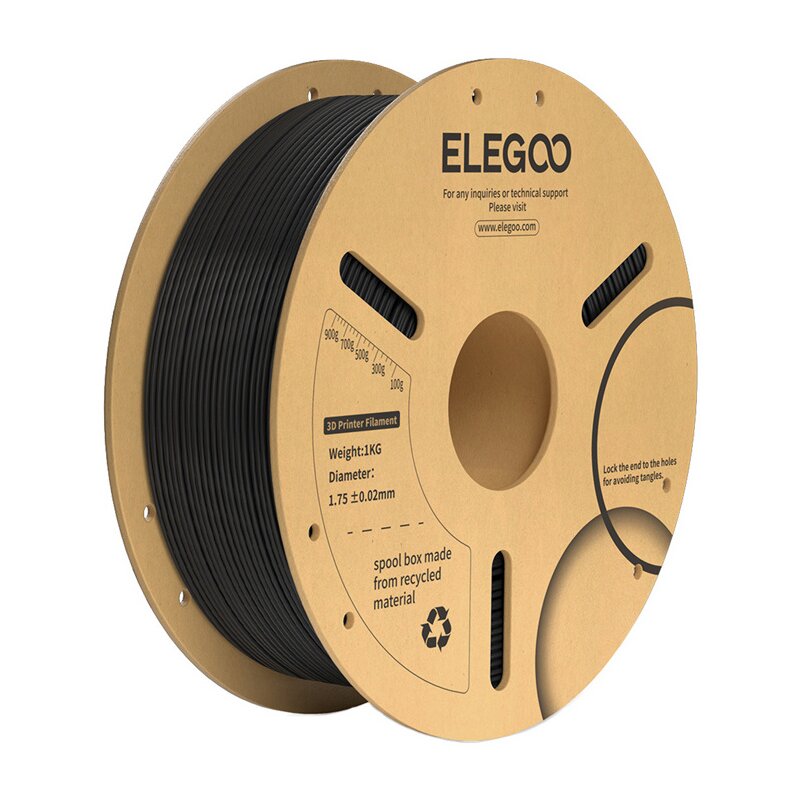 Filament ELEGOO PLA+, Średnica 1.75 mm, 1 kg Czarny