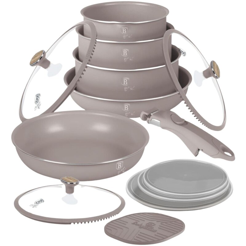 Zestaw patelni i garnków BERLINGER HAUS Taupe Nordic BH-8422 (13 elementów)