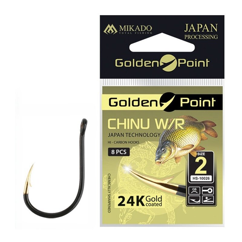 Haczyk wędkarski MIKADO Golden Point Chinu W/R nr 6 GB HS10026-6-GB (9 szt.)