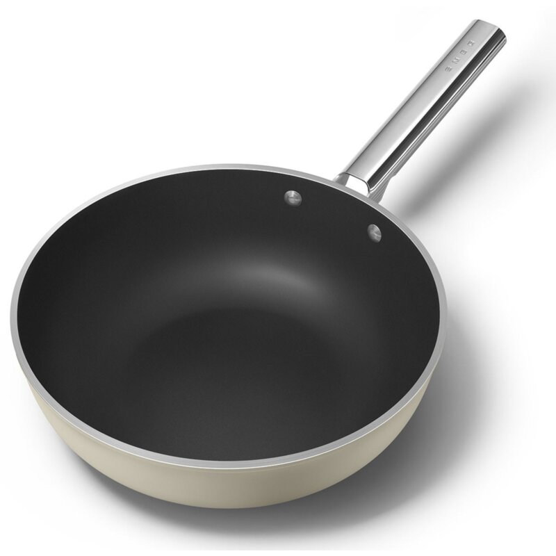 Patelnia wok SMEG WOF3002CRM 30 cm ceramiczna powłoka nieprzywierająca, beztłuszczowa, do piekarnika