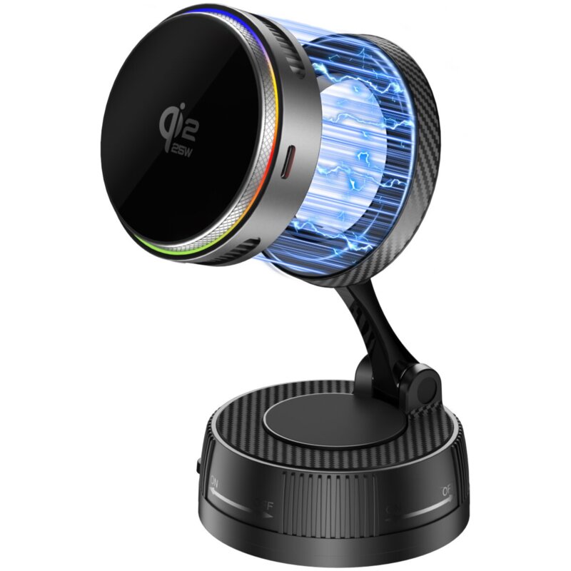 Ładowarka indukcyjna 4SMARTS Qi2 25W MagSafe RGB 360 Szary